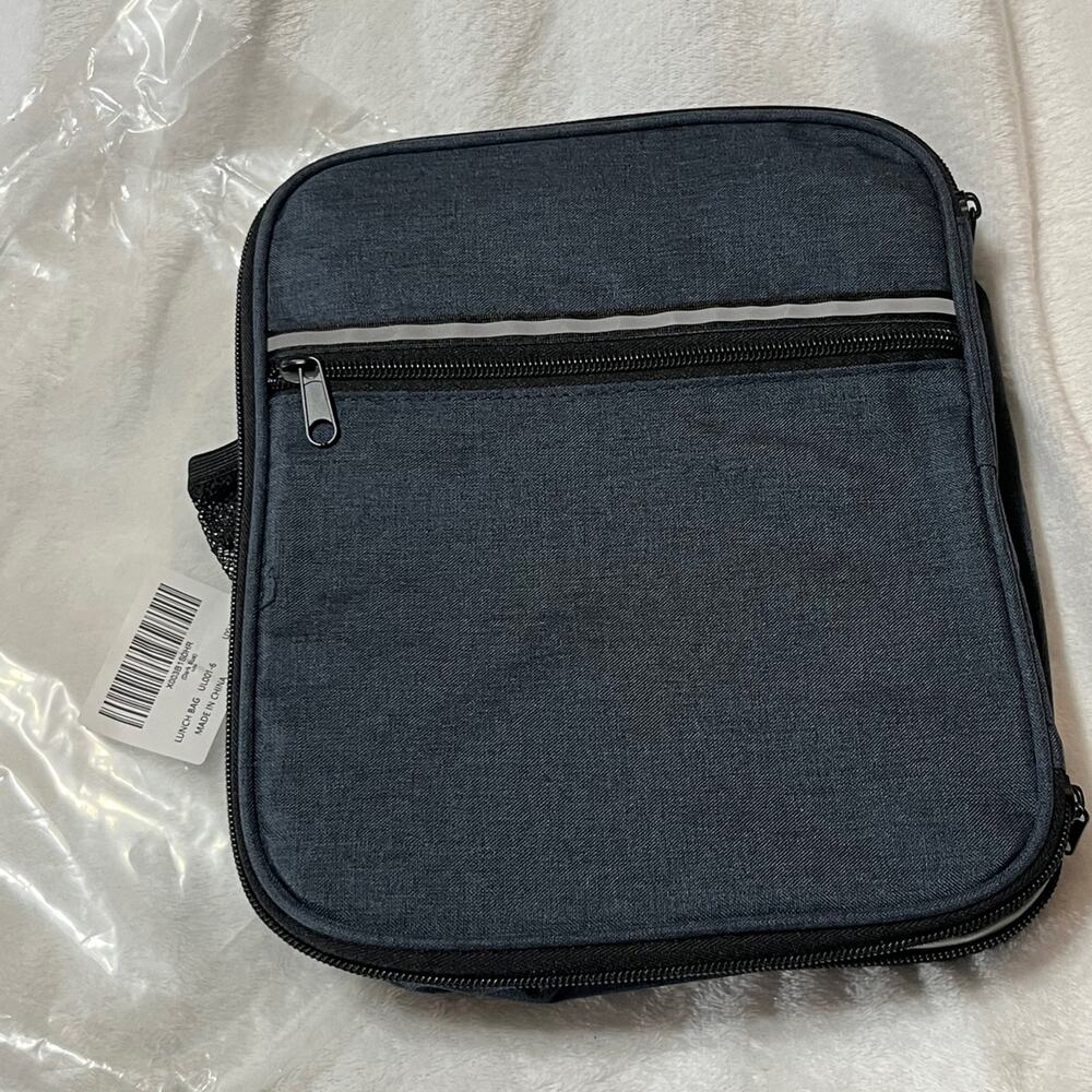 Reusable Insulated Lunch Bag Tote with Carry Strap and Handle  Dark Blue